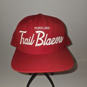 Portland Trailblazers Mitchell And Ness Red Snapback Cap Hat
